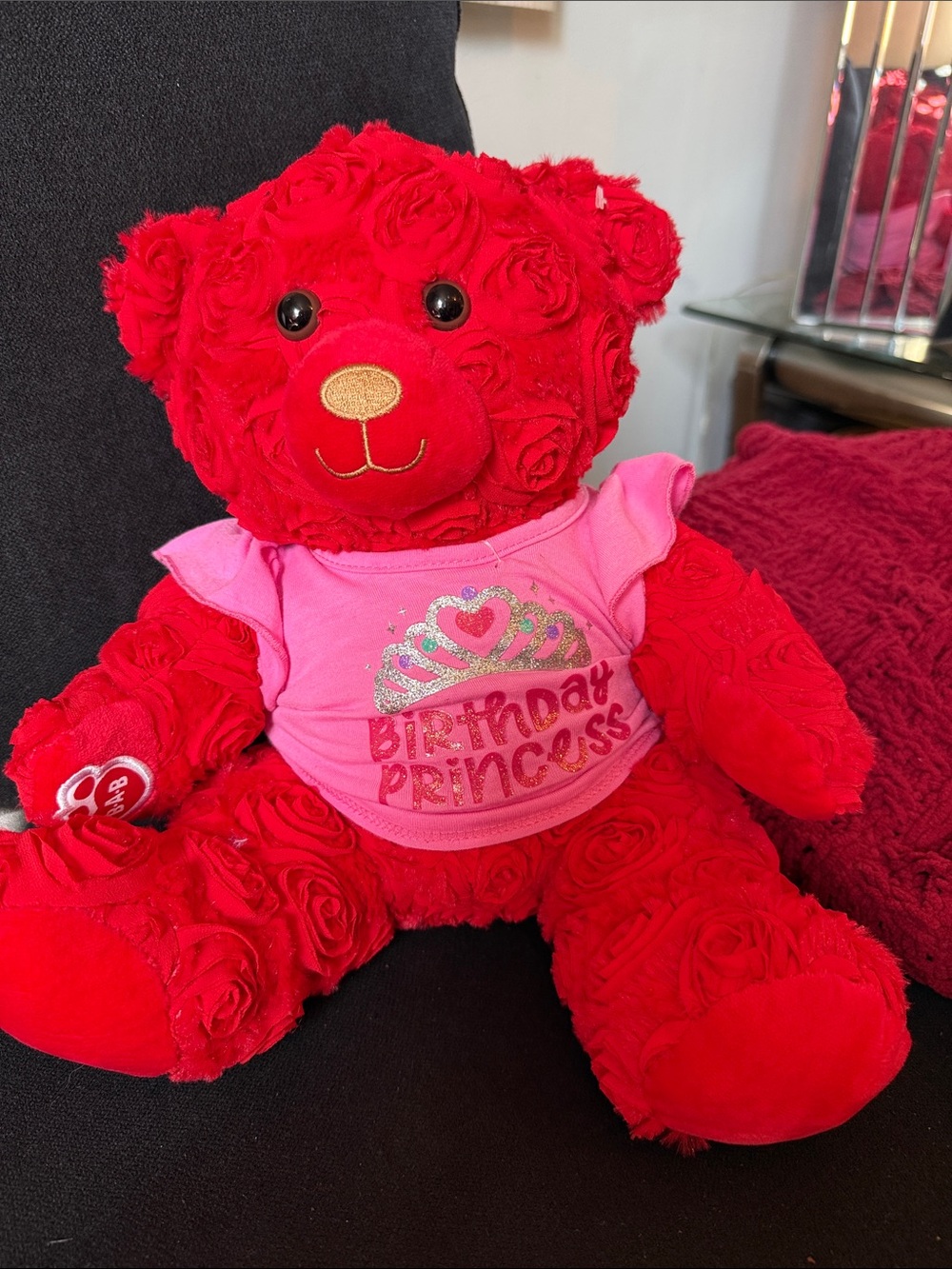 Red 'Birthday Princess' Plush Teddy Bear for Kids